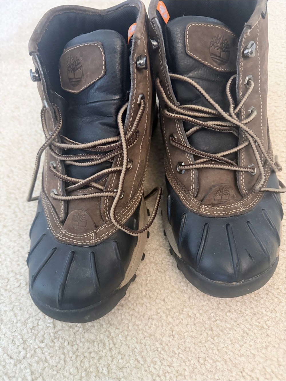 Timberland Men’s Brown and Black Waterproof Duck Boots sz 10.5